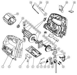 Default Diagram and Parts List for JS10-B2 Type 1 Black and Decker Jig Saw